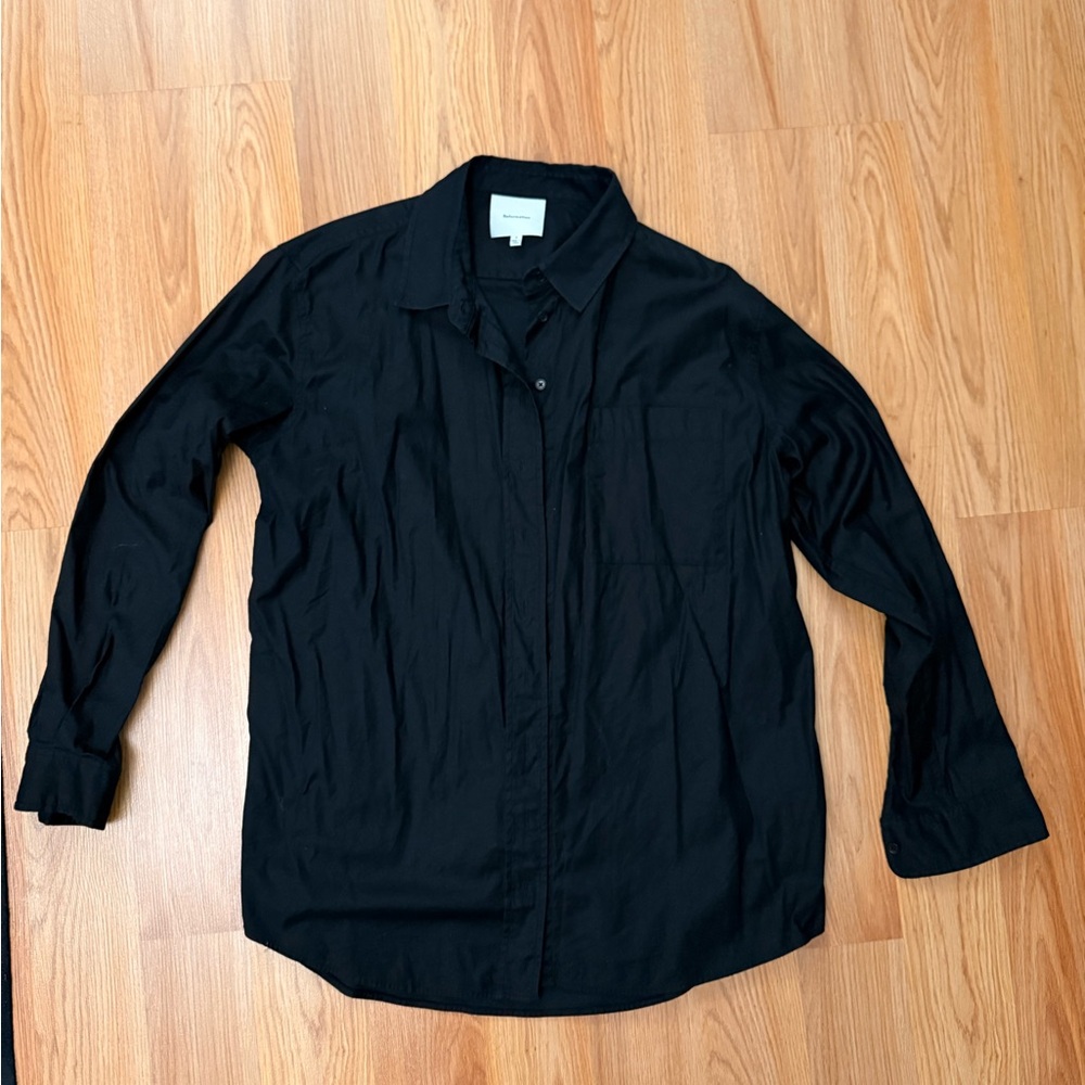 Reformation Eli Oversized Black Button-Down Shirt